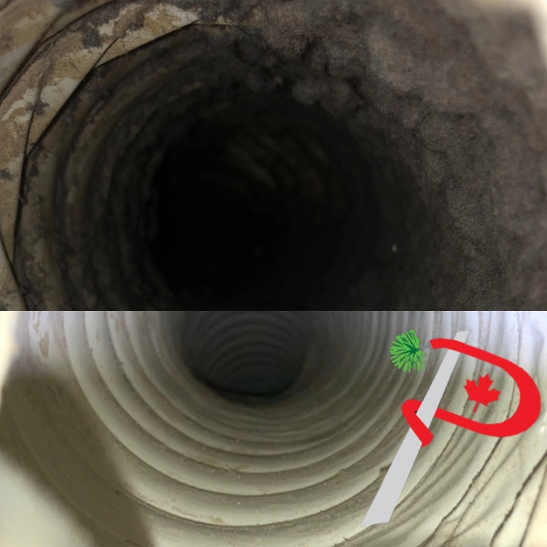Duct cleaning before and after